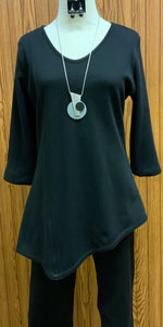 Eve Reversible Top | 3/4 sleeve  Reversible  Soft knit material  Loden (greenish gray) / Black  Machine washable   Small - 3X   